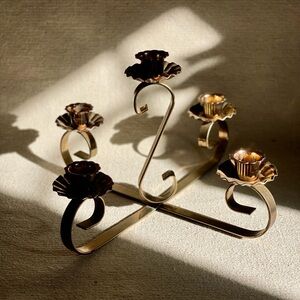 Vintage five arm brass candle holder